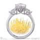 diamond pin cushion round pear trilogy engagement ring white gold with 18k white gold metal and round shape diamond