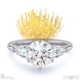 diamond pin cushion round pear trilogy engagement ring white gold with 18k white gold metal and round shape diamond
