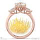 diamond pin cushion round pear trilogy engagement ring rose gold with 9k rose gold metal and round shape diamond