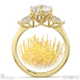 diamond pin cushion round pear trilogy engagement ring yellow gold with 9k yellow gold metal and round shape diamond
