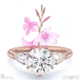 diamond watsonia round pear trilogy engagement ring rose gold with 18k rose gold metal and round shape diamond
