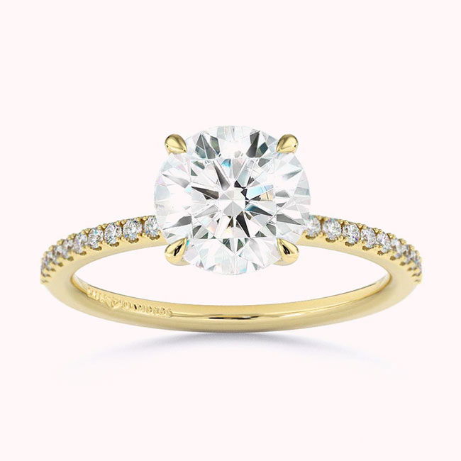 Round Cut Yellow Gold Diamond Engagement Rings