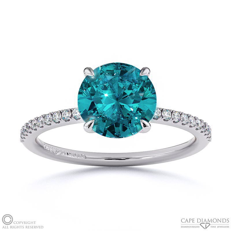 Alexandrite Round Side Stone Claw Engagement Ring White Gold