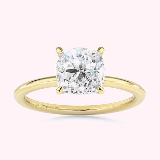Cushion Cut Yellow Gold Diamond Engagement Rings
