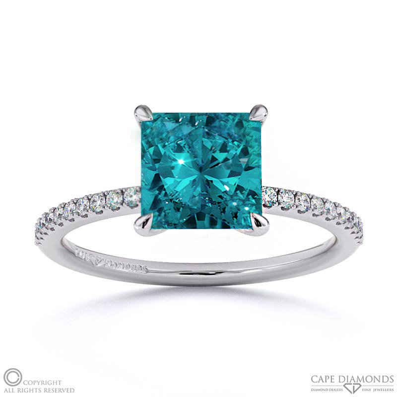 Alexandrite Princess Side Stone Claw Engagement Ring White Gold