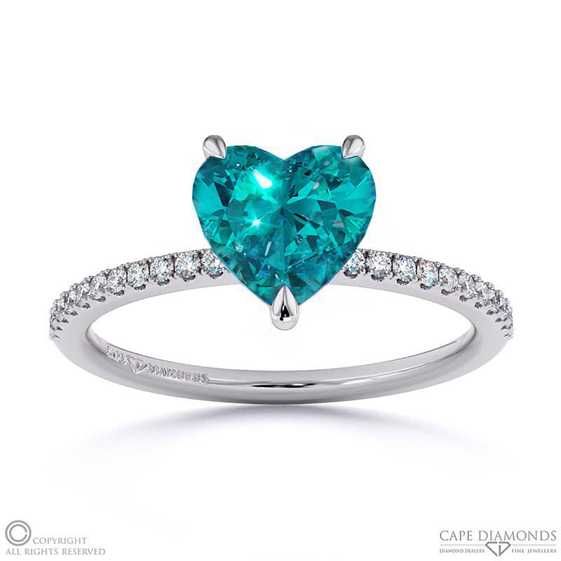 Alexandrite Heart Side Stone Claw Engagement Ring White Gold
