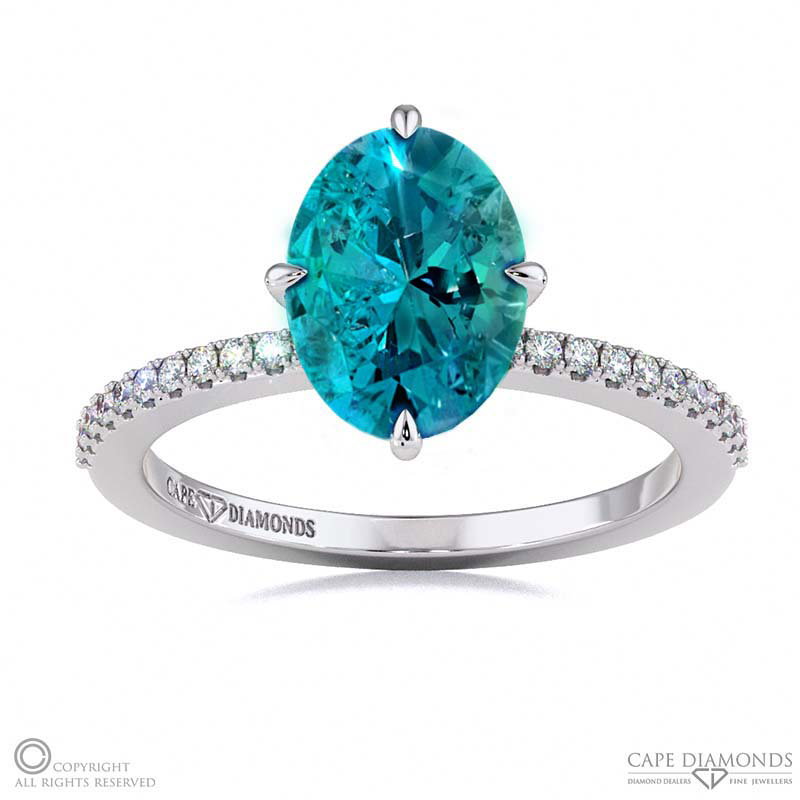 Alexandrite Four Claw Hidden Halo Engagement Ring White Gold