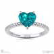 teal sapphire engagement ring with hidden halo and side stones white gold with 18k white gold metal and heart shape diamond
