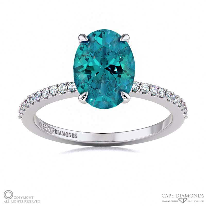 Alexandrite Double Hidden Halo Side Stone Engagement Ring White Gold