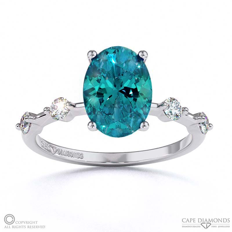 Alexandrite Bubble Drop Oval Cut Engagement Ring White Gold