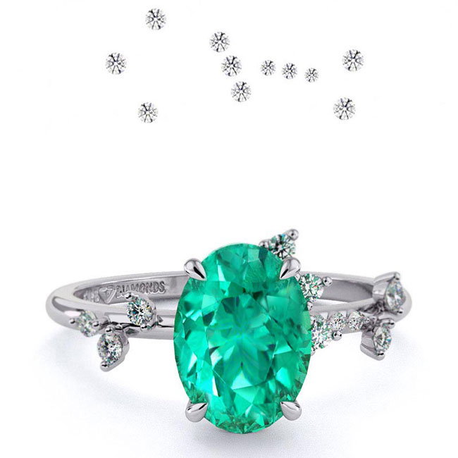 Celestial Emerald Engagement Rings