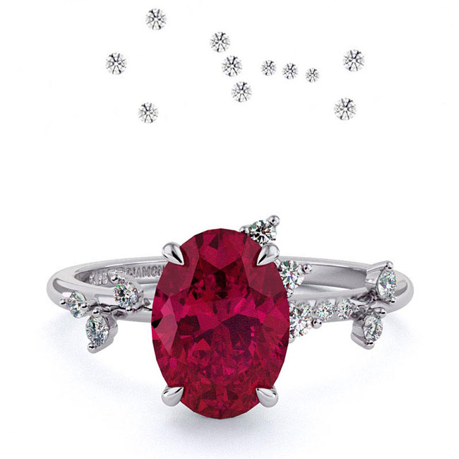 Celestial Ruby Engagement Rings