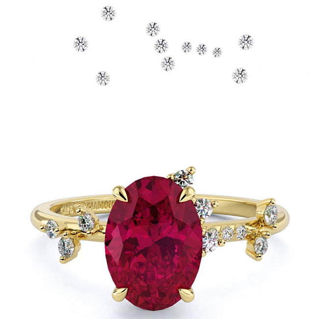 Yellow Gold Celestial Ruby Engagement Rings