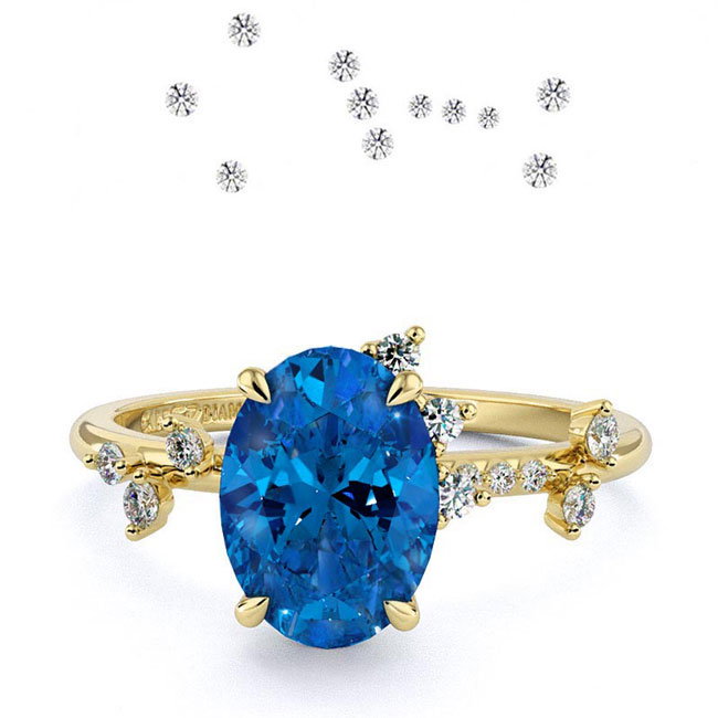 Yellow Gold Celestial Sapphire Engagement Rings