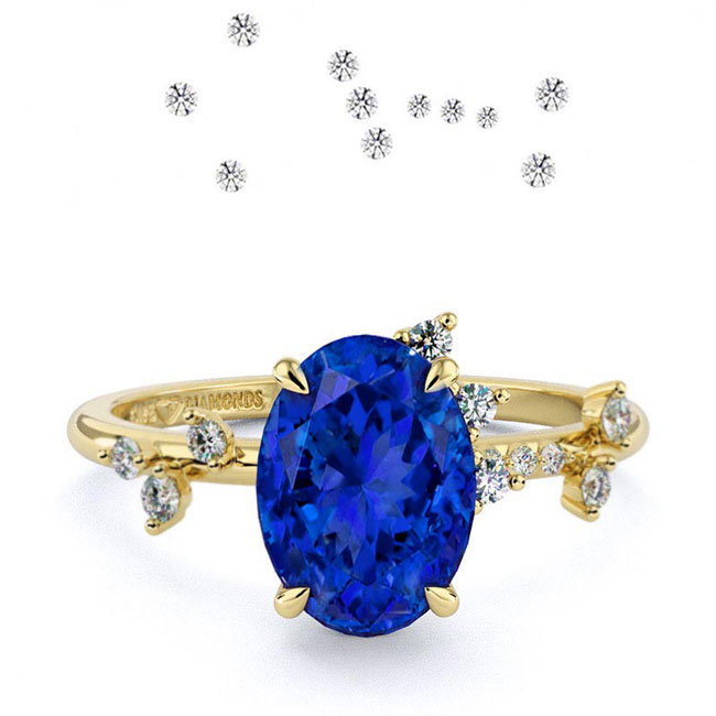 Yellow Gold Celestial Tanzanite Engagement Rings