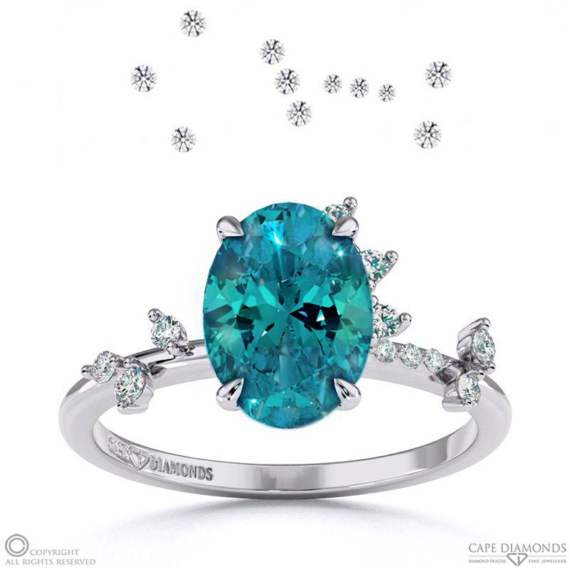 Orion Star Alexandrite Onal Engagement Ring White Gold