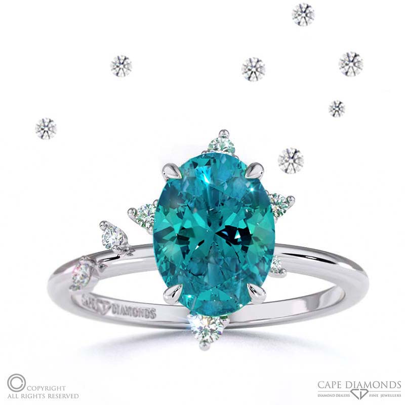 Southern Cross Star Alexandrite Celestial Oval Engagement Ring White Gold