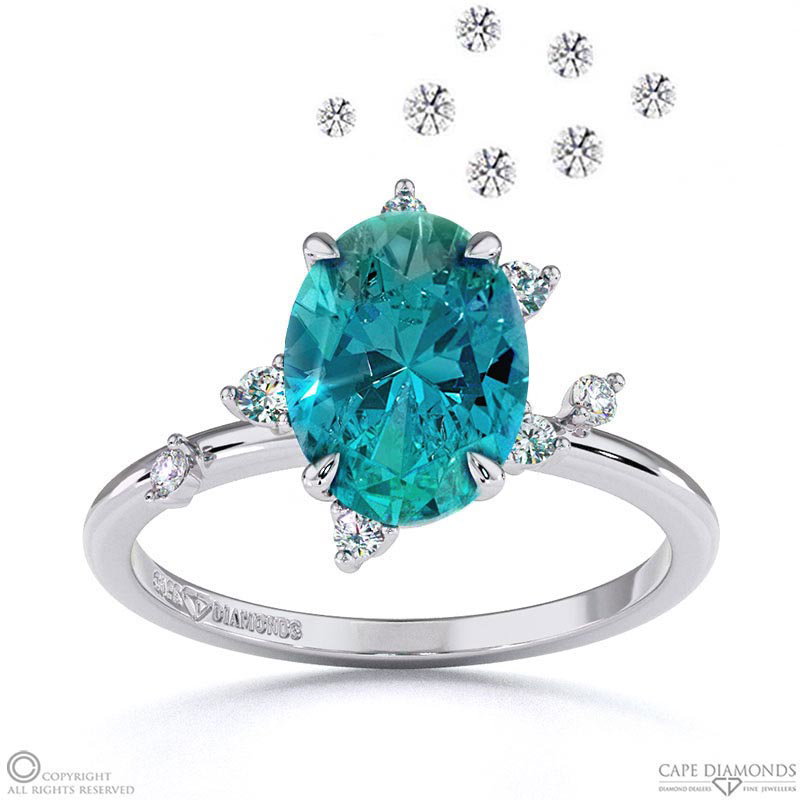 Pleiades Star Alexandrite Oval Engagement Ring White Gold