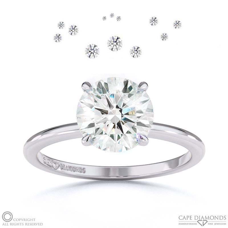 Starlit Hidden Halo Round Diamond Engagement Ring White Gold