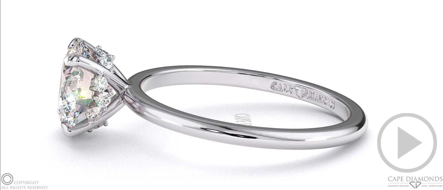 Starlit Hidden Halo Round Diamond Engagement Ring White Gold top video