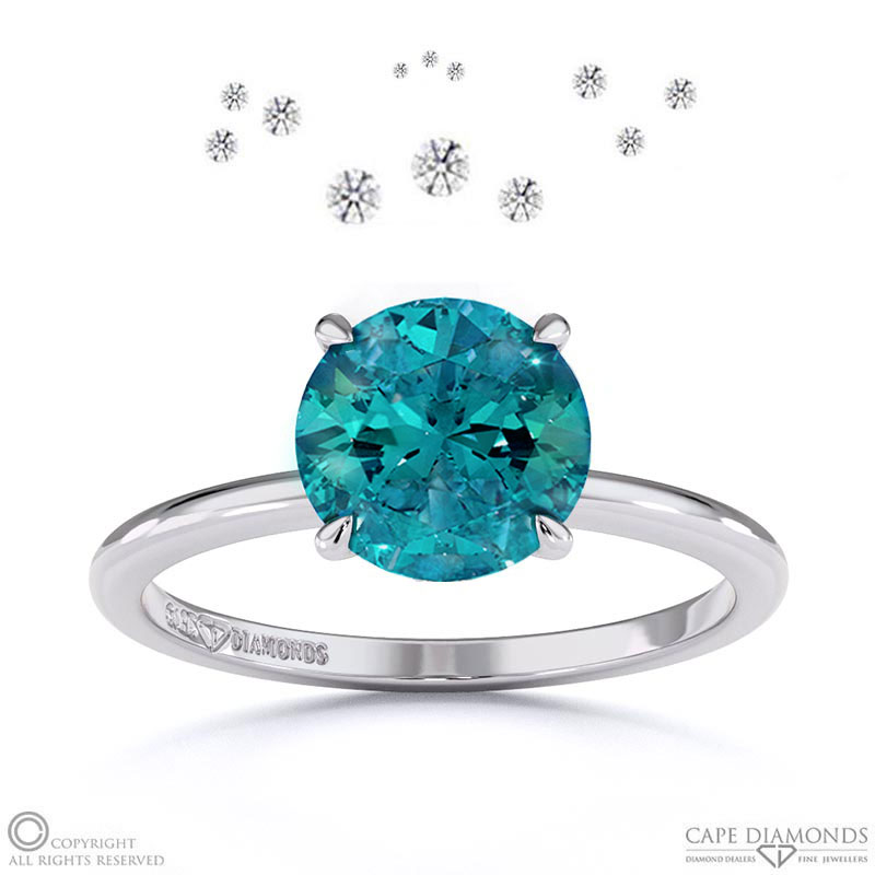 Starlit Alexandrite Hidden Halo Round Engagement Ring White Gold