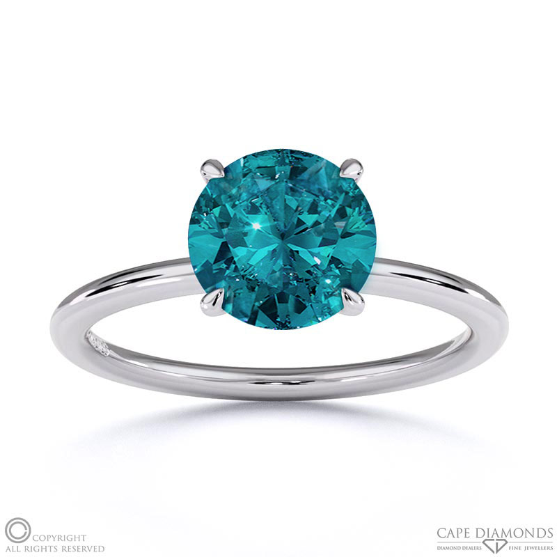 Alexandrite Round Hidden Halo Engagement Ring White Gold