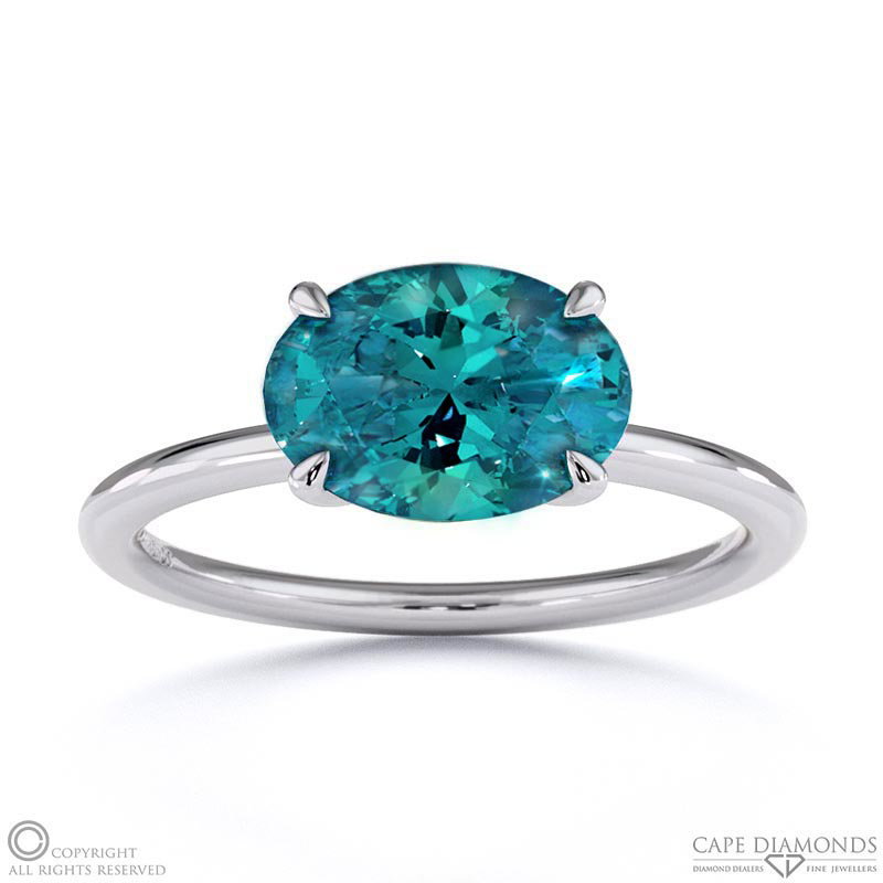 Alexandrite East West Oval Cut Solitaire Engagement Ring White Gold