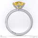 yellow lab grown diamond cushion east west side stone engagement ring white gold with 9k white gold metal and cushion shape diamond
