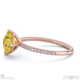 yellow lab grown diamond cushion east west side stone engagement ring rose gold with 9k rose gold metal and cushion shape diamond