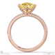 yellow lab grown diamond cushion east west side stone engagement ring rose gold with 9k rose gold metal and cushion shape diamond