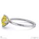 yellow natural diamond east west cushion solitaire engagement ring platinum with platinum metal and cushion shape diamond