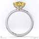 yellow natural diamond east west cushion solitaire engagement ring platinum with platinum metal and cushion shape diamond