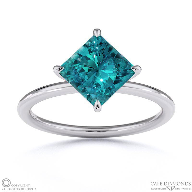 Alexandrite Princess Cut Solitaire East To West Engagement Ring White Gold