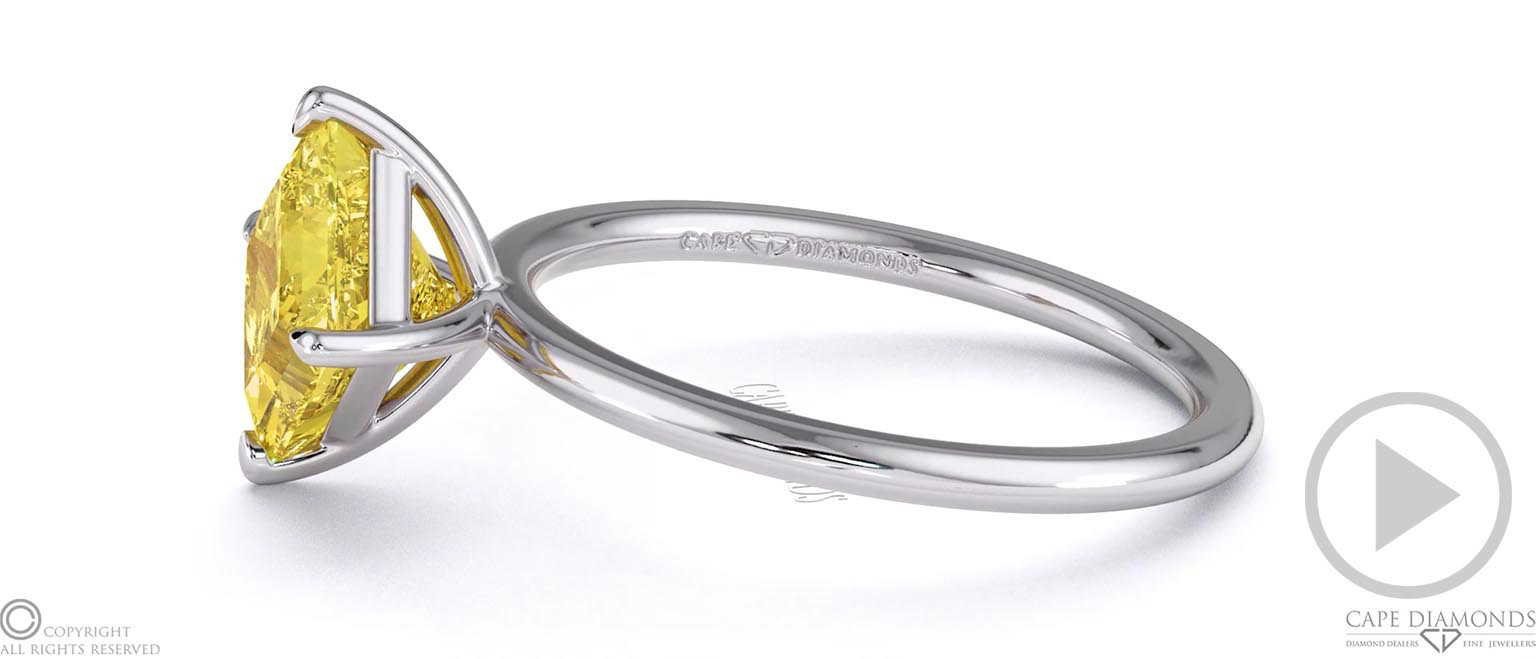 Yellow Lab Grown Diamond East West Princess Cut Solitaire Engagement Ring White Gold top video