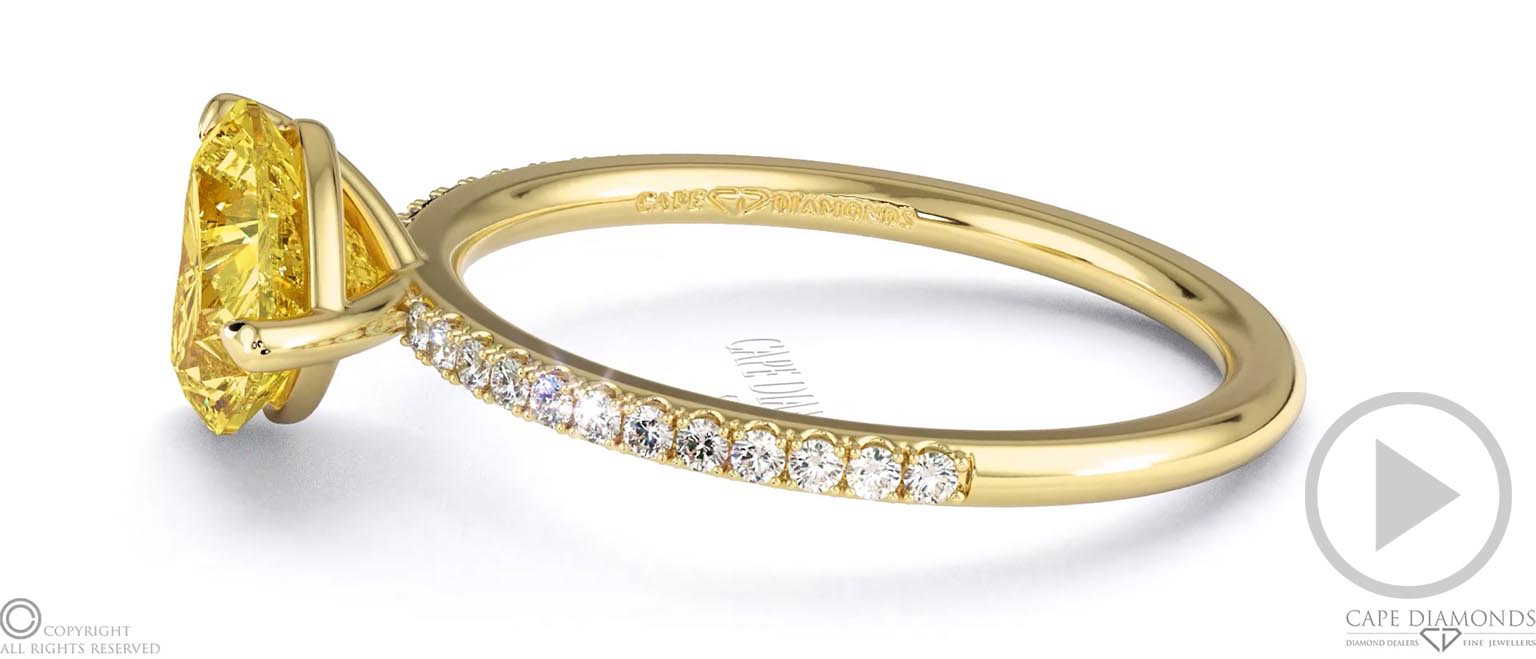 Yellow Natural Diamond Heart Cut East To West Pave Engagement Ring Yellow Gold top video