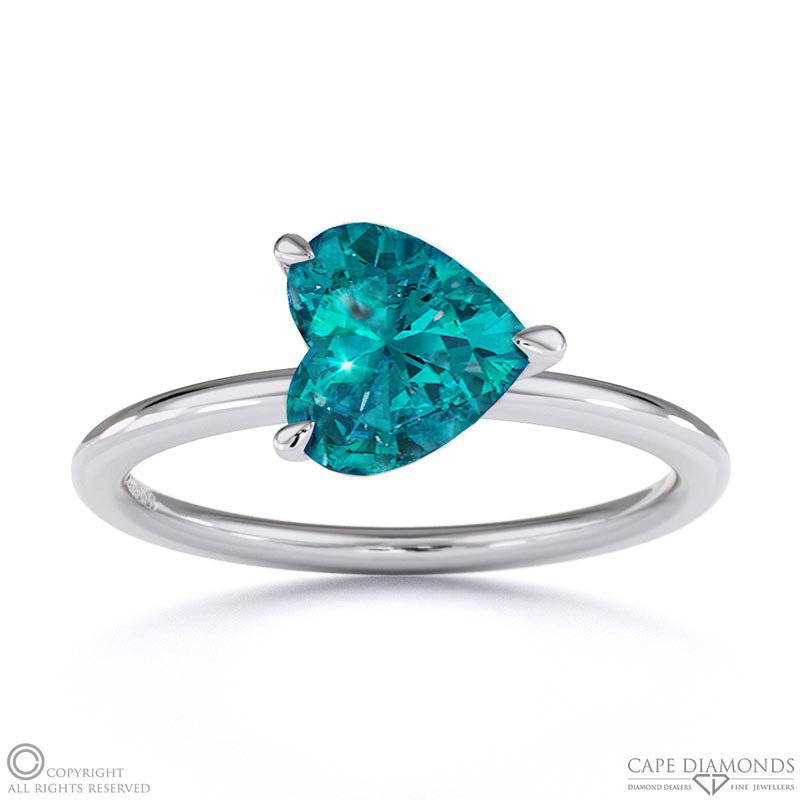 Alexandrite East West Heart Solitaire Engagement Ring White Gold