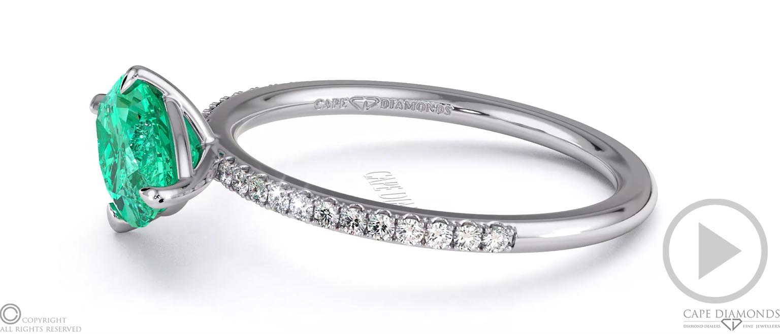 Green Lab Grown Diamond East West Marquise Cut Sidestones Engagement Ring Platinum top video