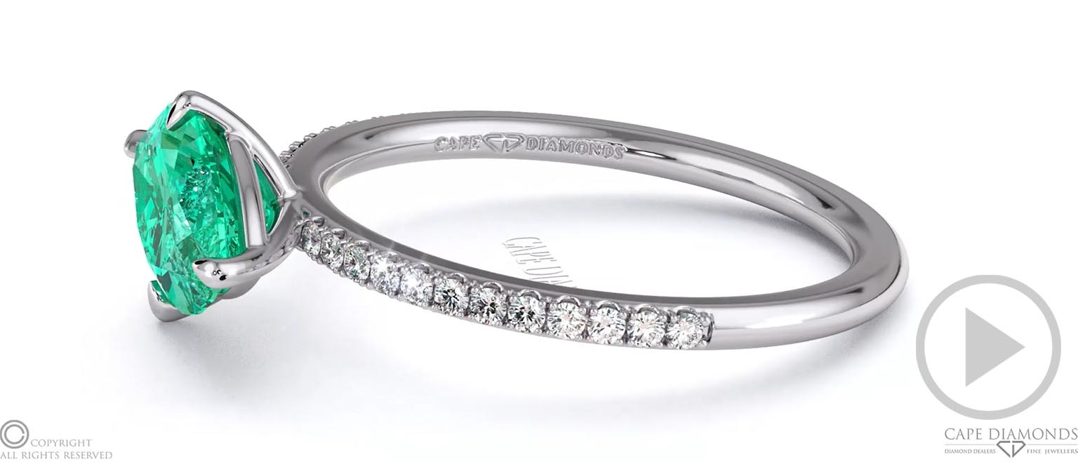 Emerald Marquise Cut Pave Engagement Ring White Gold top video