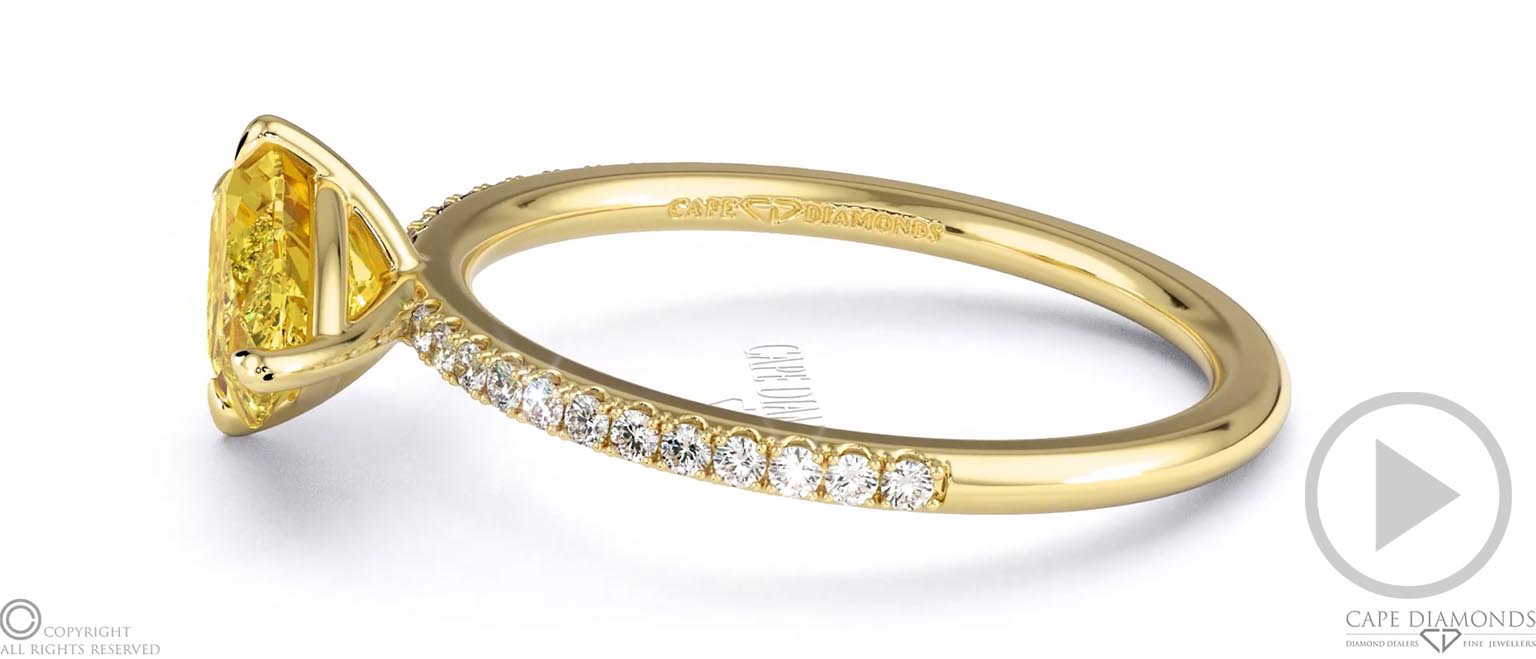 Yellow Lab Grown Diamond Marquise Cut East To West Pave Engagement Ring Yellow Gold top video