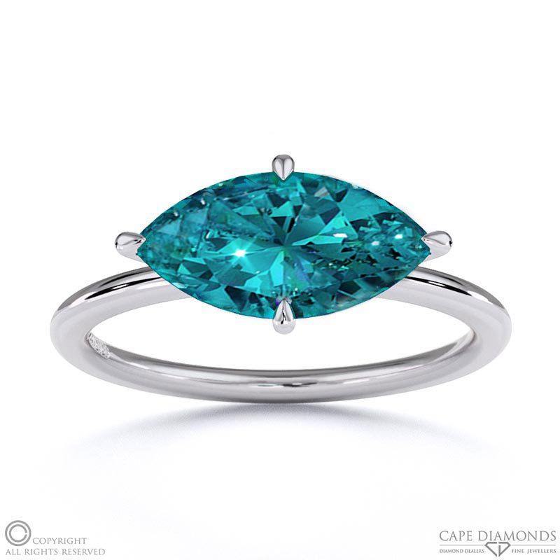 Alexandrite East West Marquise Solitaire Engagement Ring White Gold