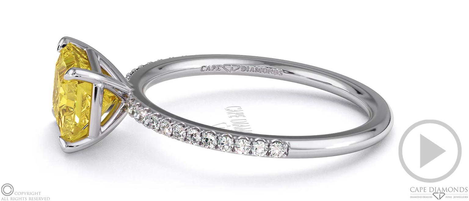 Yellow Lab Grown Diamond Radiant Cut East To West Pave Engagement Ring White Gold top video