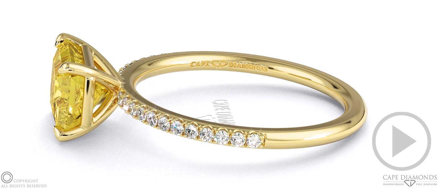 Yellow Lab Grown Diamond Radiant Cut East To West Pave Engagement Ring Yellow Gold top video
