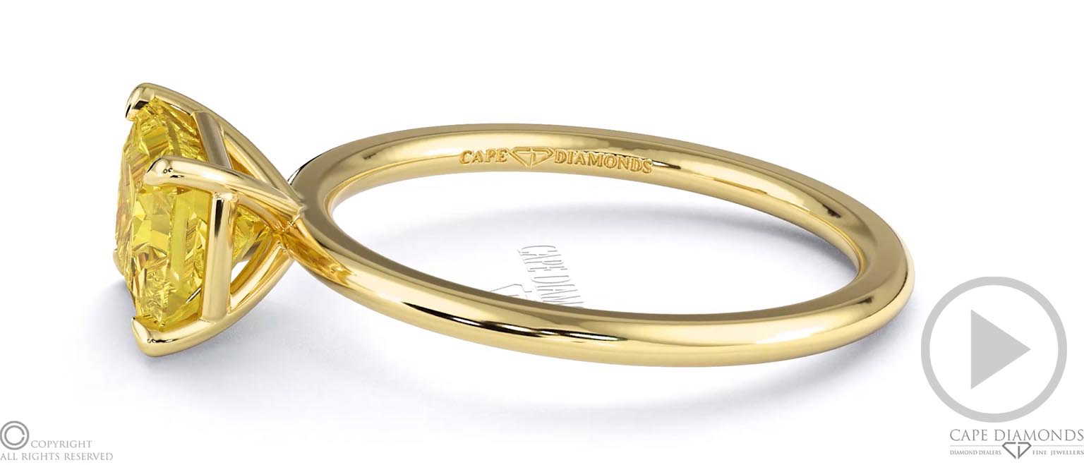Yellow Lab Grown Diamond East West Radiant Cut Solitaire Engagement Ring Yellow Gold top video