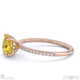 yellow lab grown diamond hidden halo side stone engagement ring rose gold with 18k rose gold metal and cushion shape diamond