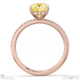 yellow lab grown diamond hidden halo side stone engagement ring rose gold with 18k rose gold metal and cushion shape diamond