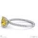 yellow natural diamond cushion cut hidden halo side stones engagement ring white gold with 18k white gold metal and cushion shape diamond