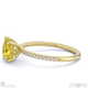 yellow lab grown diamond hidden halo side stone engagement ring yellow gold with 18k yellow gold metal and cushion shape diamond