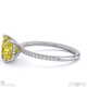 yellow lab grown diamond hidden halo side stone engagement ring white gold with 9k white gold metal and princess shape diamond