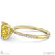 yellow lab grown diamond hidden halo princess side stone engagement ring yellow gold with 18k yellow gold metal and princess shape diamond