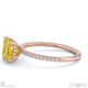 yellow lab grown diamond asscher cut hidden halo side stones engagement ring rose gold with 9k rose gold metal and asscher shape diamond